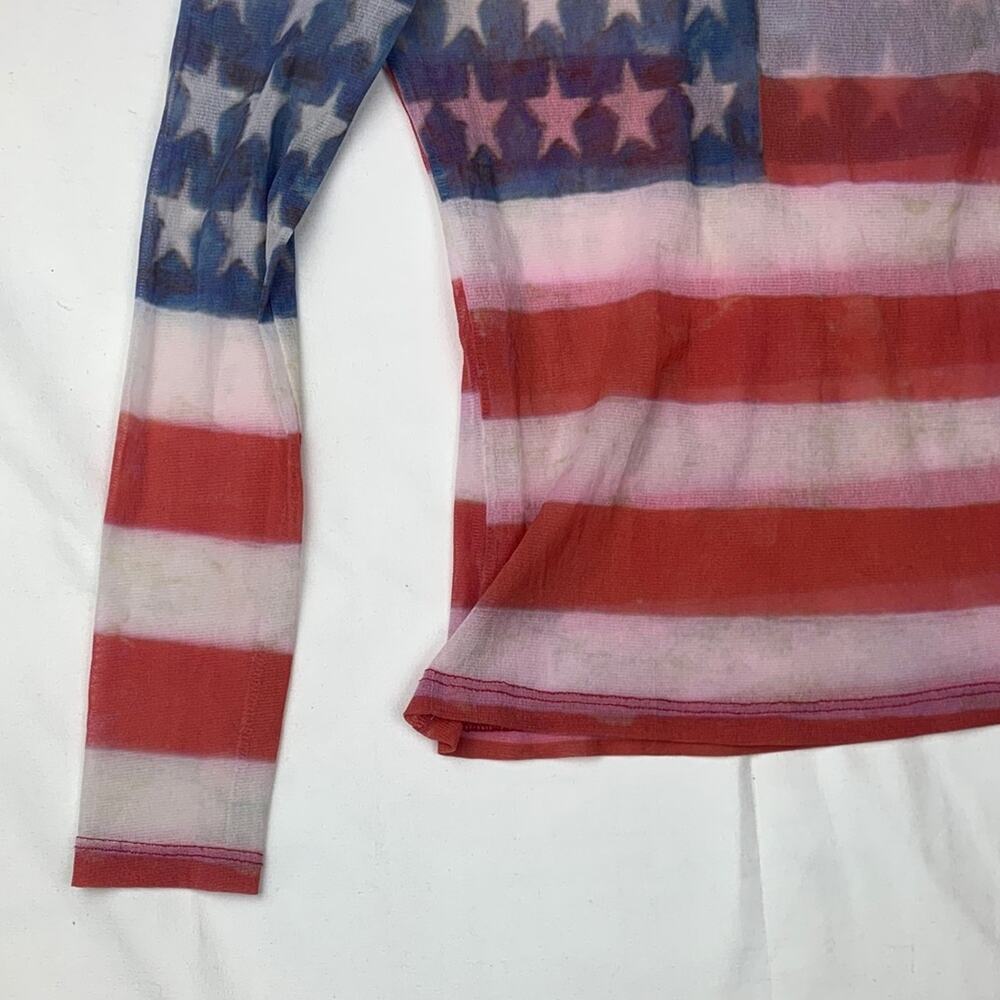 Just in time size small medium mesh American aso tv Patriotic Star Stripe Top - Picture 3 of 11